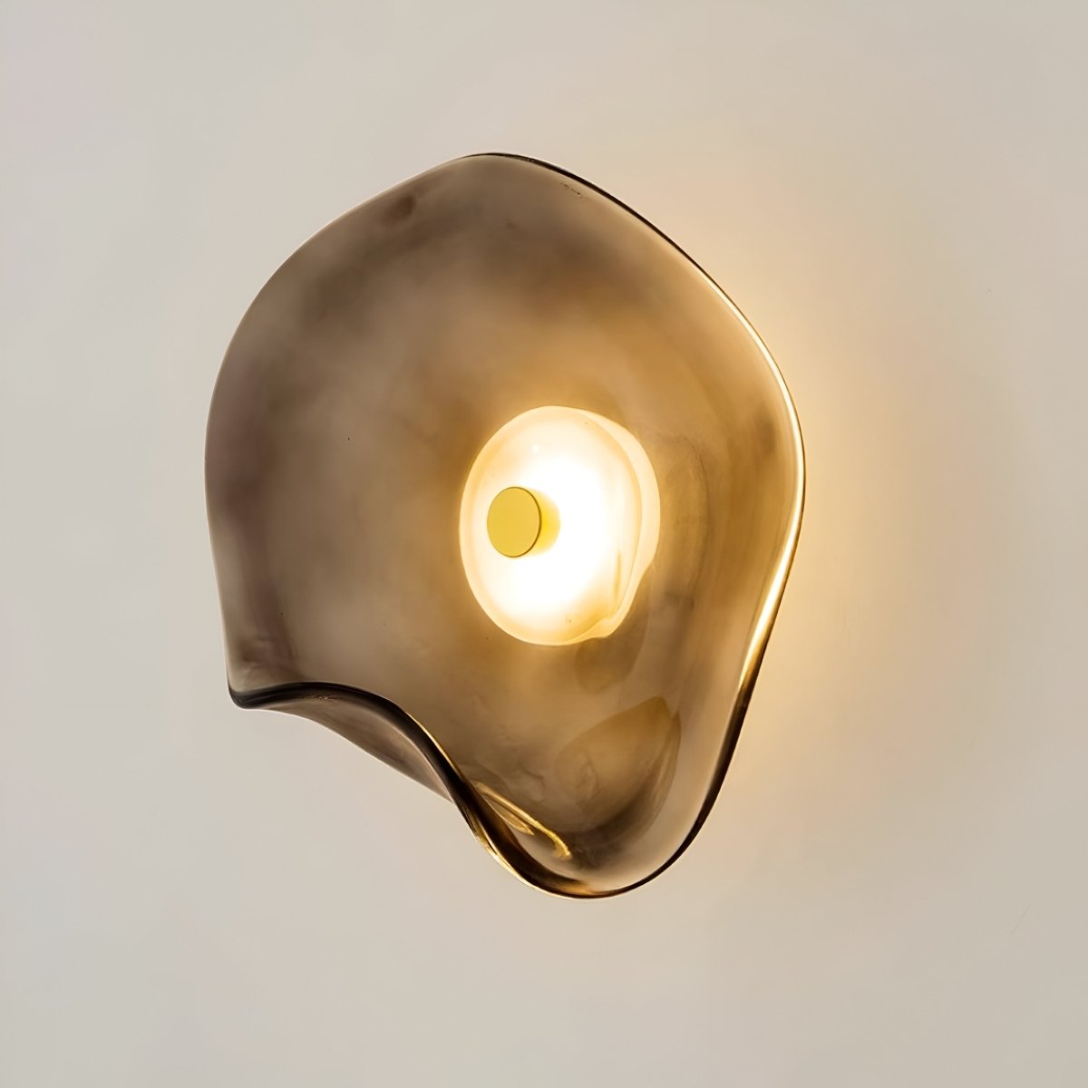 Japandi Style Curved Glass Wall Sconce LED 1-Light Fixture