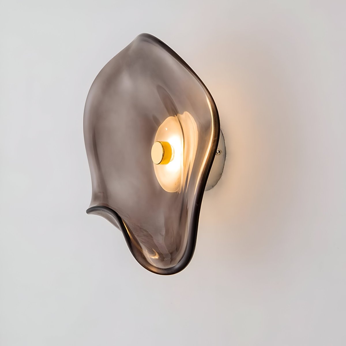 Japandi Style Curved Glass Wall Sconce LED 1-Light Fixture