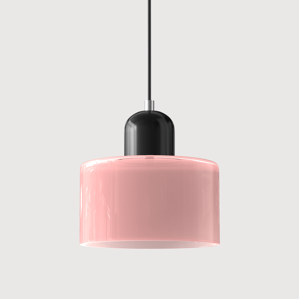 12-Inch Cylinder-Shaped Glass Shade With Pendant Lamp Fixture