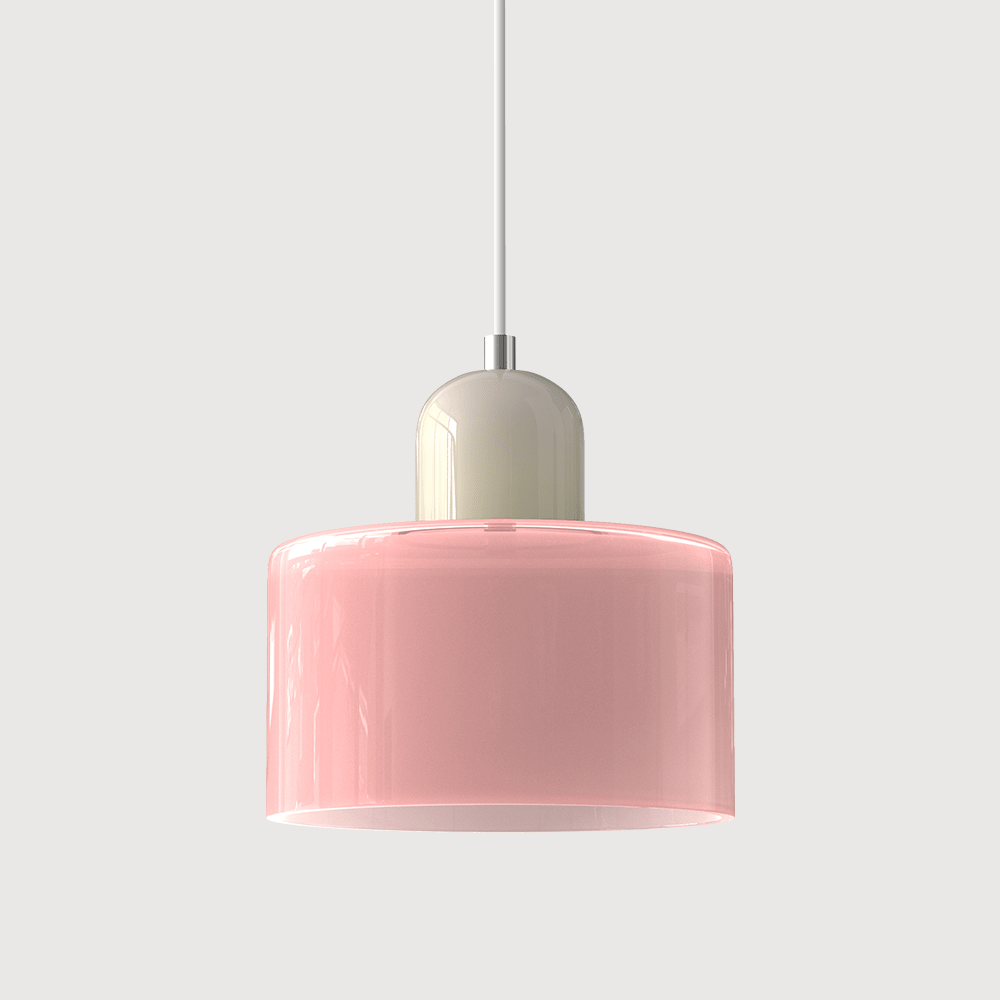 12-Inch Cylinder-Shaped Glass Shade With Pendant Lamp Fixture