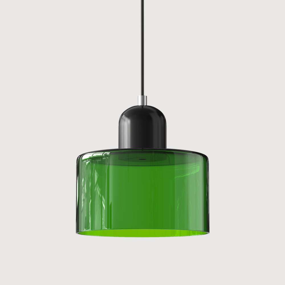 12-Inch Cylinder-Shaped Glass Shade With Pendant Lamp Fixture