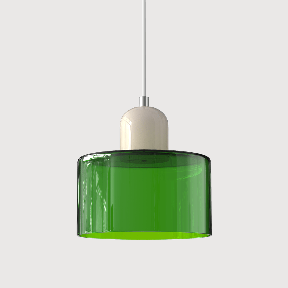 12-Inch Cylinder-Shaped Glass Shade With Pendant Lamp Fixture