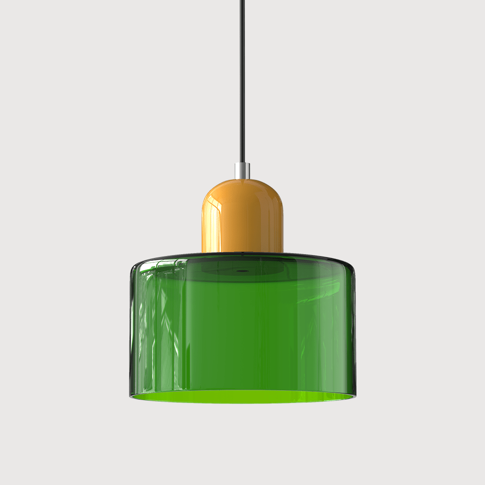 12-Inch Cylinder-Shaped Glass Shade With Pendant Lamp Fixture