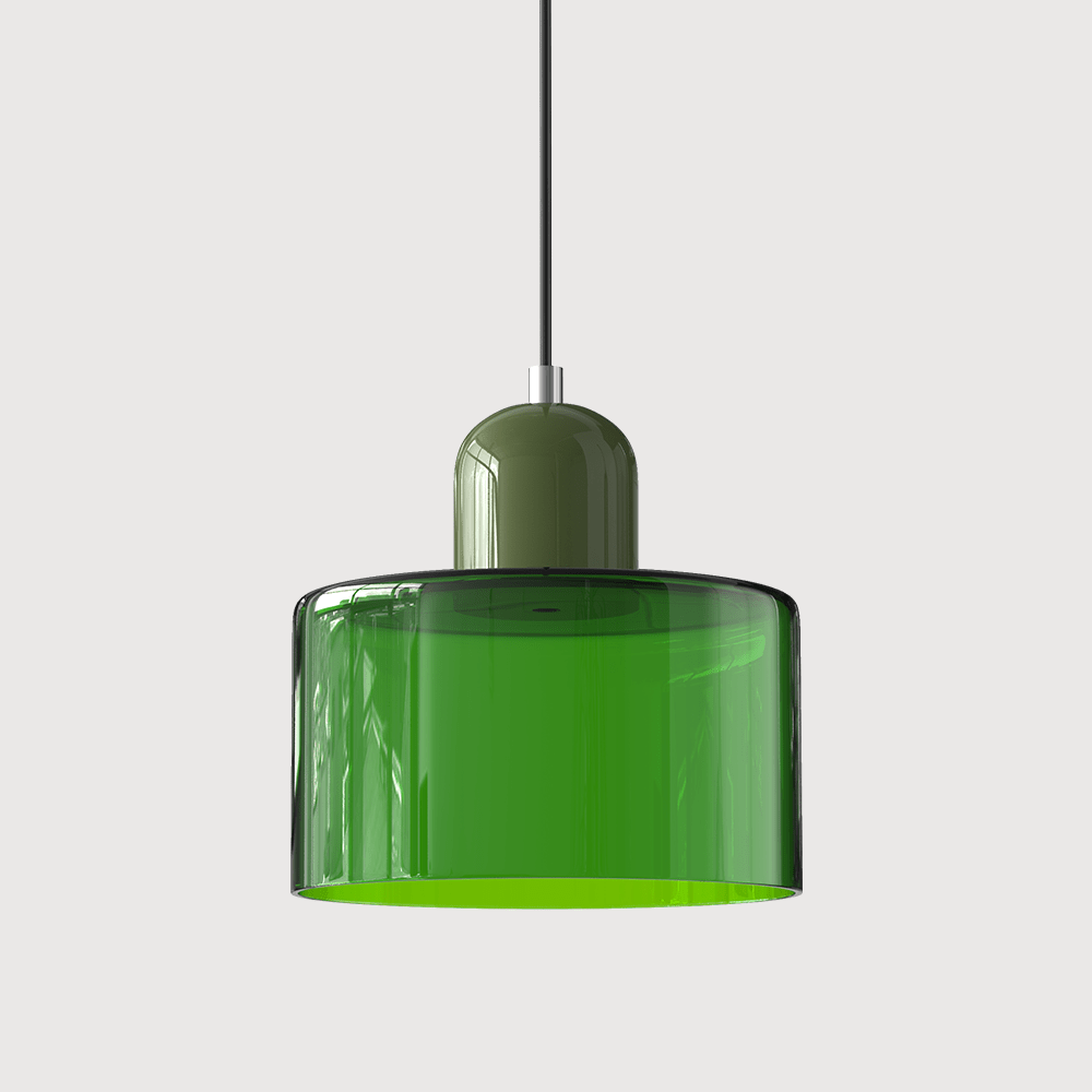 12-Inch Cylinder-Shaped Glass Shade With Pendant Lamp Fixture