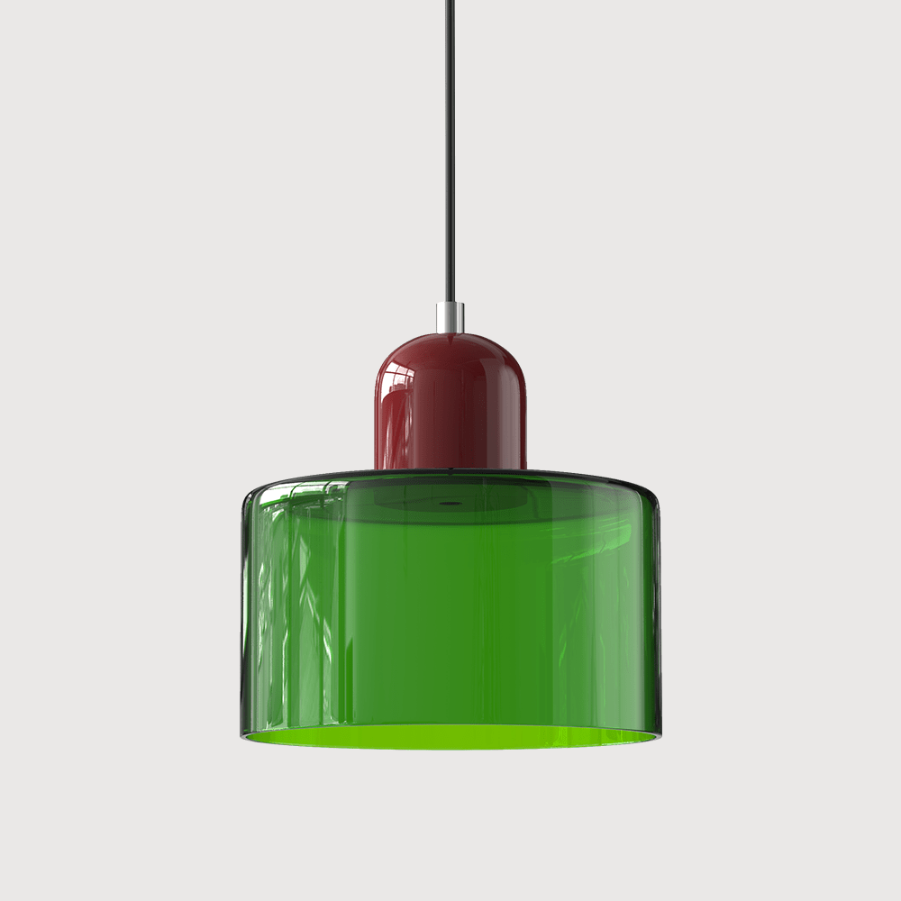 12-Inch Cylinder-Shaped Glass Shade With Pendant Lamp Fixture