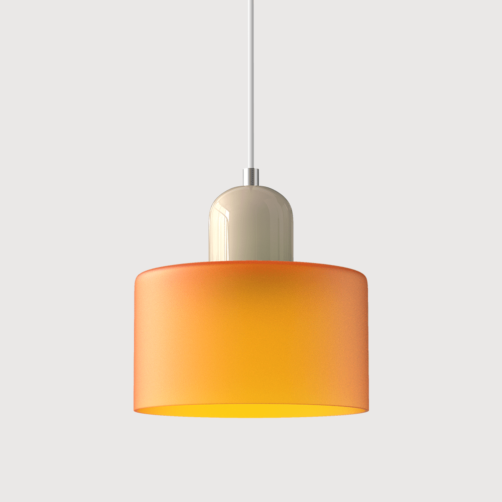 12-Inch Cylinder-Shaped Glass Shade With Pendant Lamp Fixture