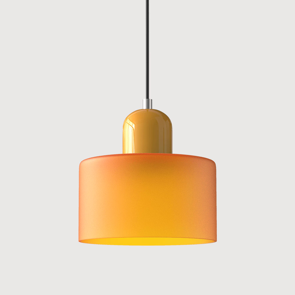 12-Inch Cylinder-Shaped Glass Shade With Pendant Lamp Fixture