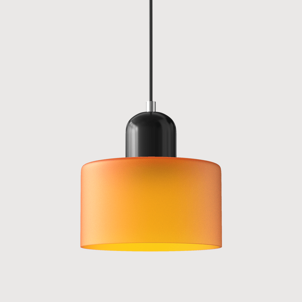 12-Inch Cylinder-Shaped Glass Shade With Pendant Lamp Fixture