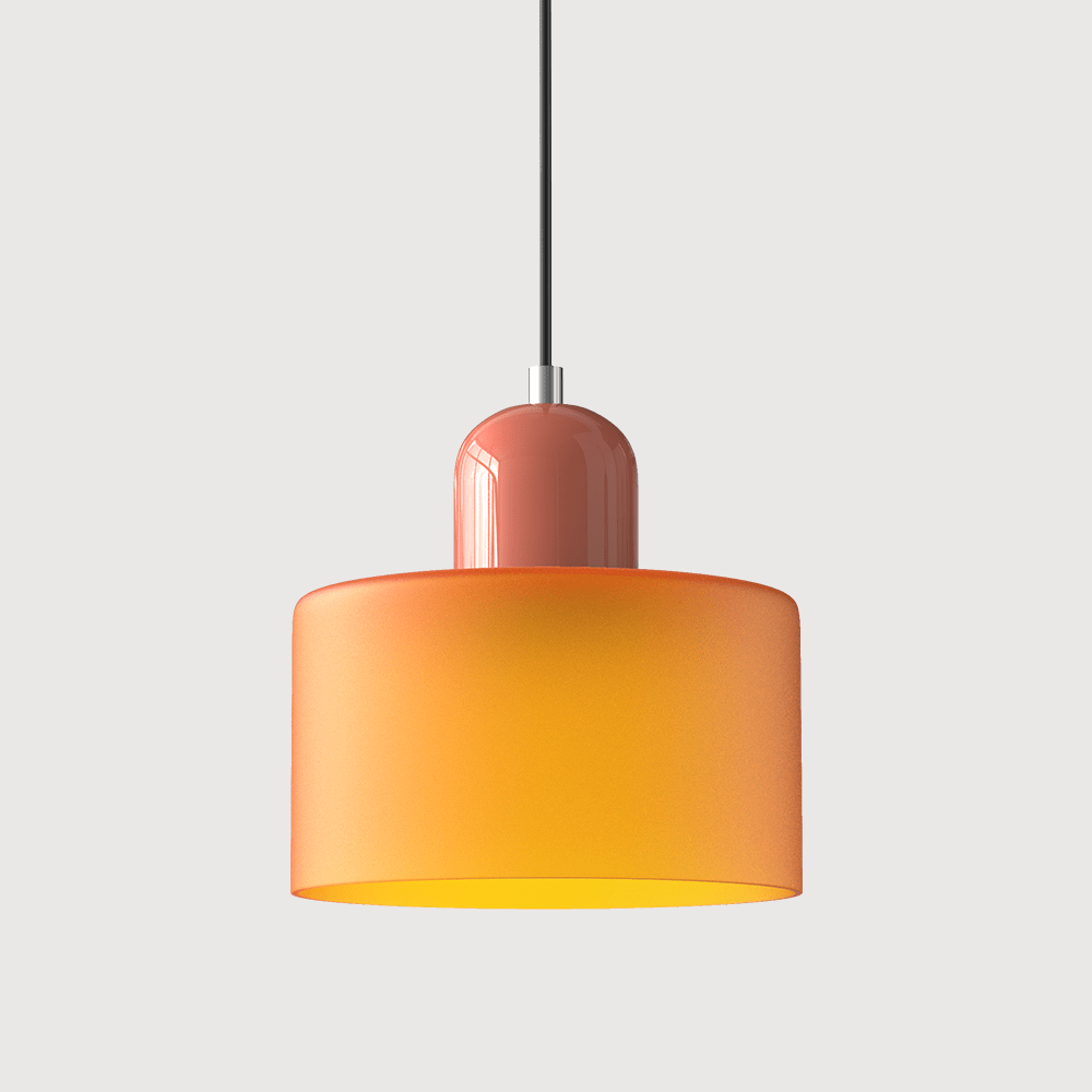 12-Inch Cylinder-Shaped Glass Shade With Pendant Lamp Fixture