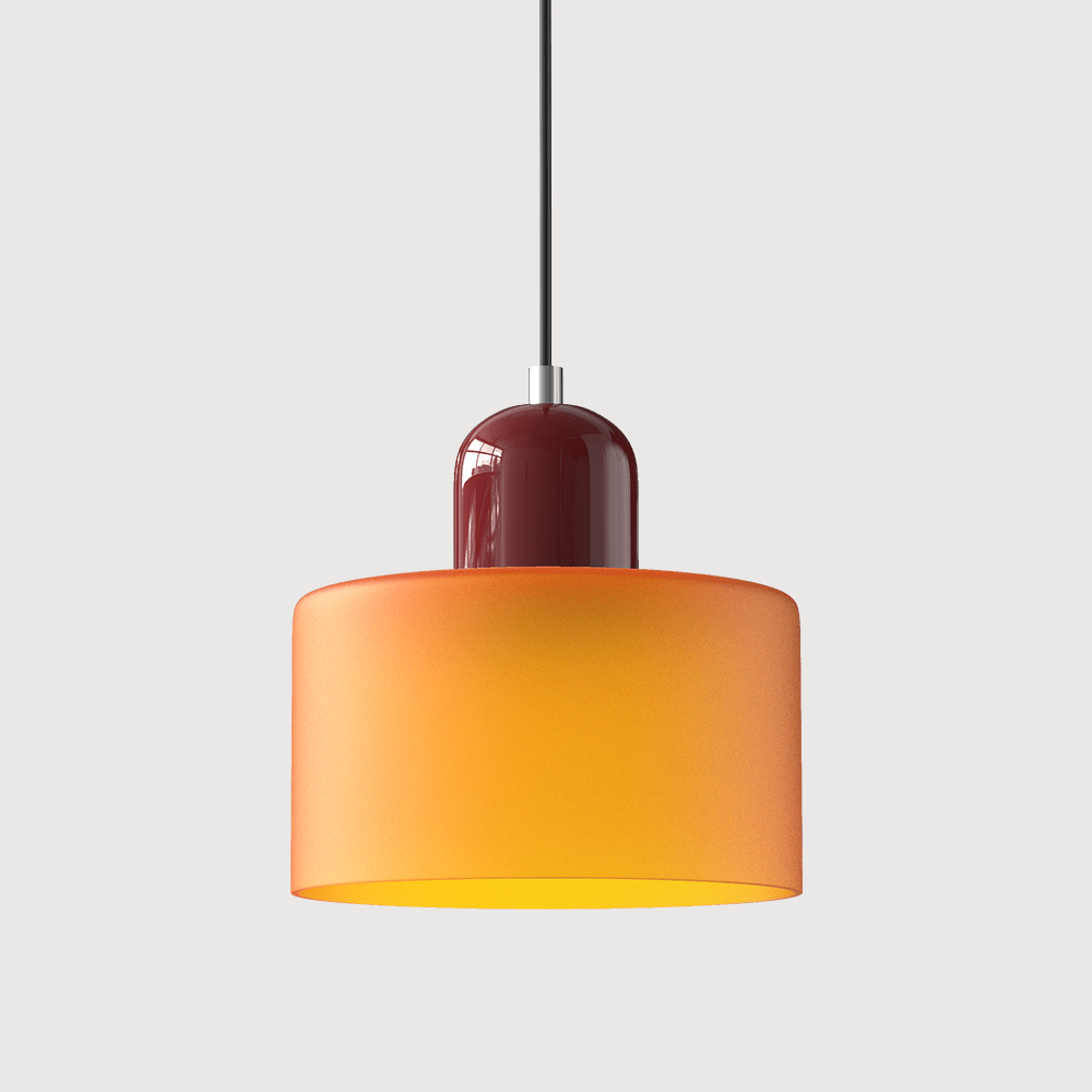 12-Inch Cylinder-Shaped Glass Shade With Pendant Lamp Fixture