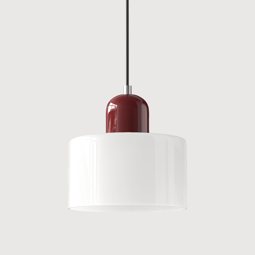 12-Inch Cylinder-Shaped Glass Shade With Pendant Lamp Fixture