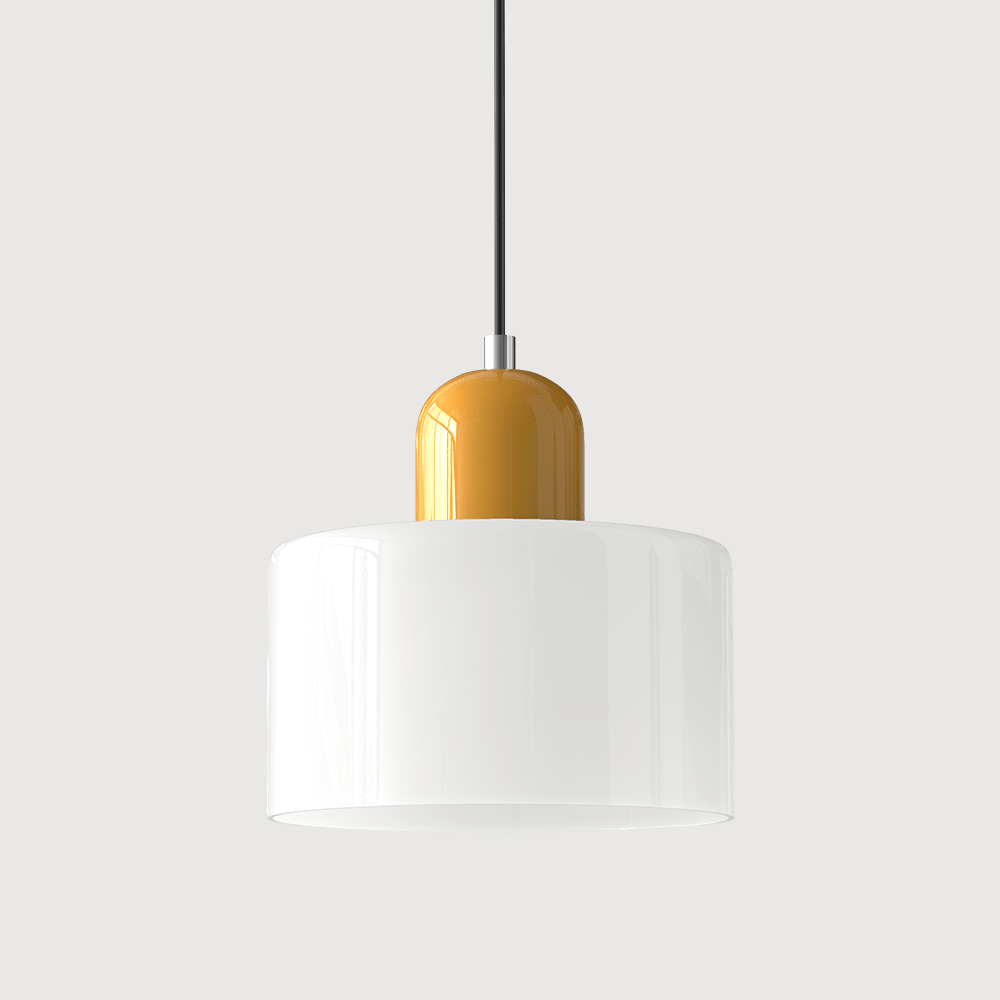 12-Inch Cylinder-Shaped Glass Shade With Pendant Lamp Fixture