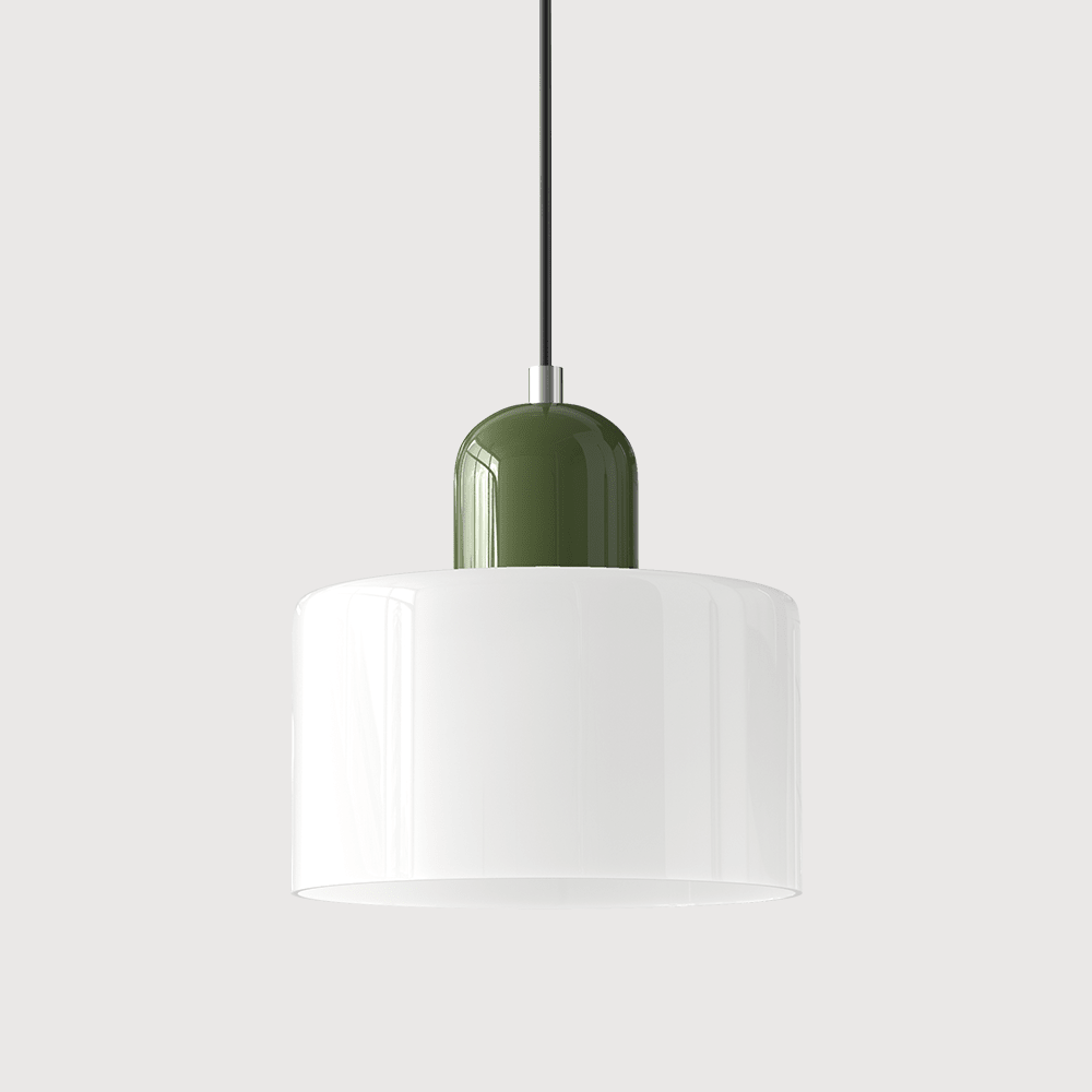 12-Inch Cylinder-Shaped Glass Shade With Pendant Lamp Fixture