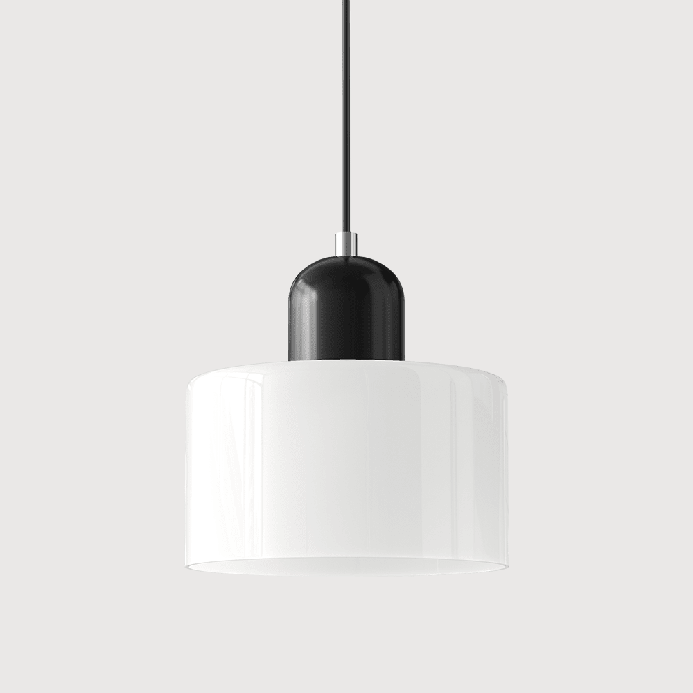 12-Inch Cylinder-Shaped Glass Shade With Pendant Lamp Fixture