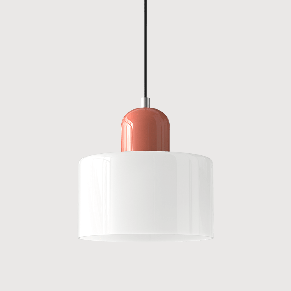 12-Inch Cylinder-Shaped Glass Shade With Pendant Lamp Fixture