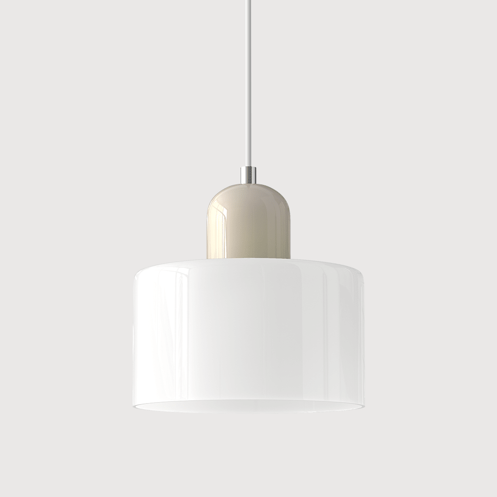 12-Inch Cylinder-Shaped Glass Shade With Pendant Lamp Fixture