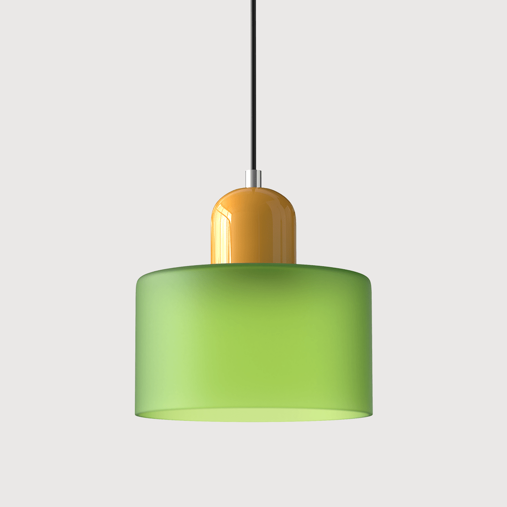 12-Inch Cylinder-Shaped Glass Shade With Pendant Lamp Fixture