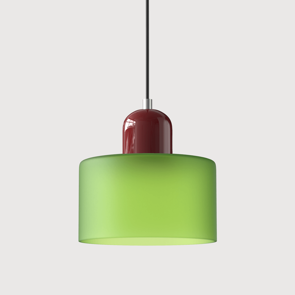 12-Inch Cylinder-Shaped Glass Shade With Pendant Lamp Fixture