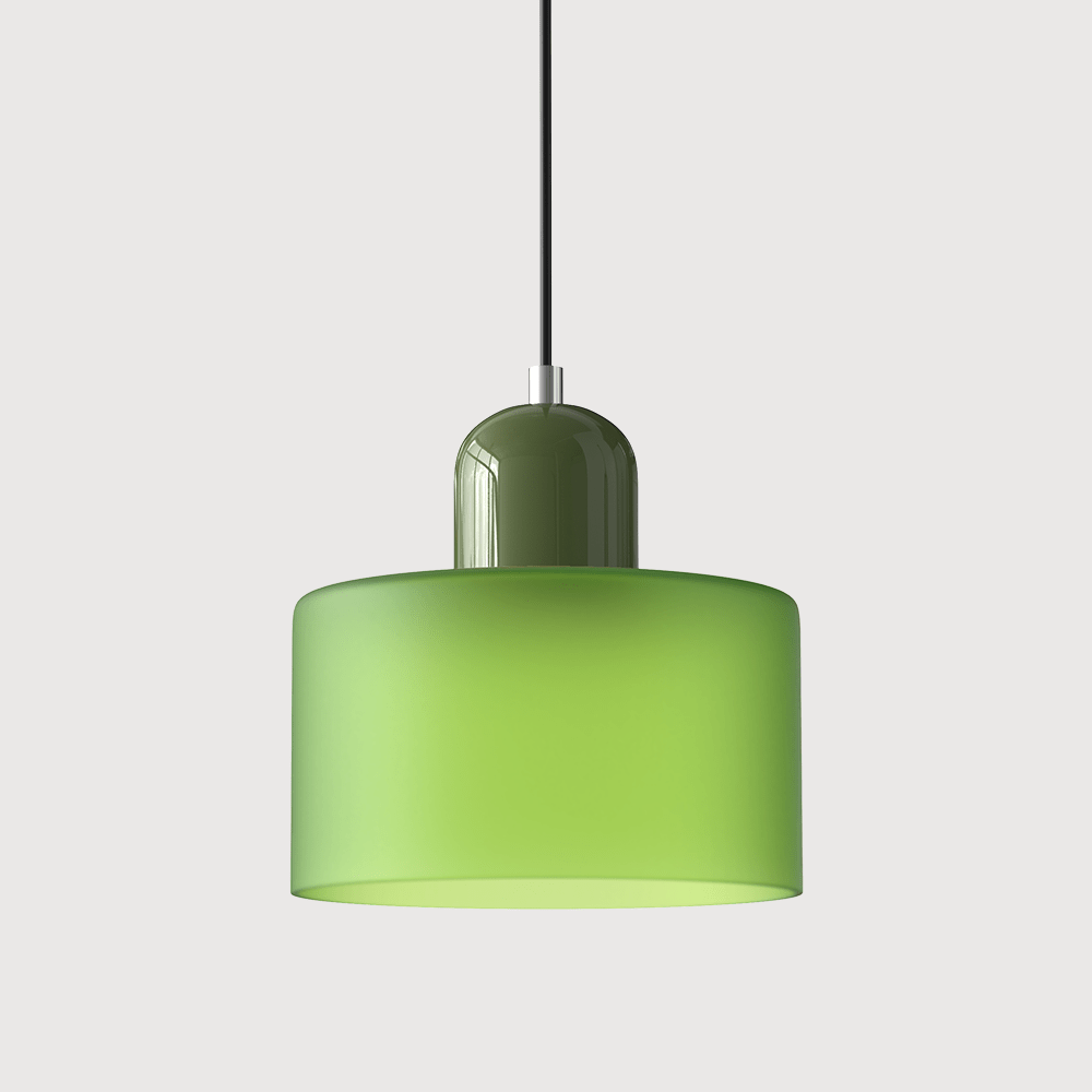 12-Inch Cylinder-Shaped Glass Shade With Pendant Lamp Fixture
