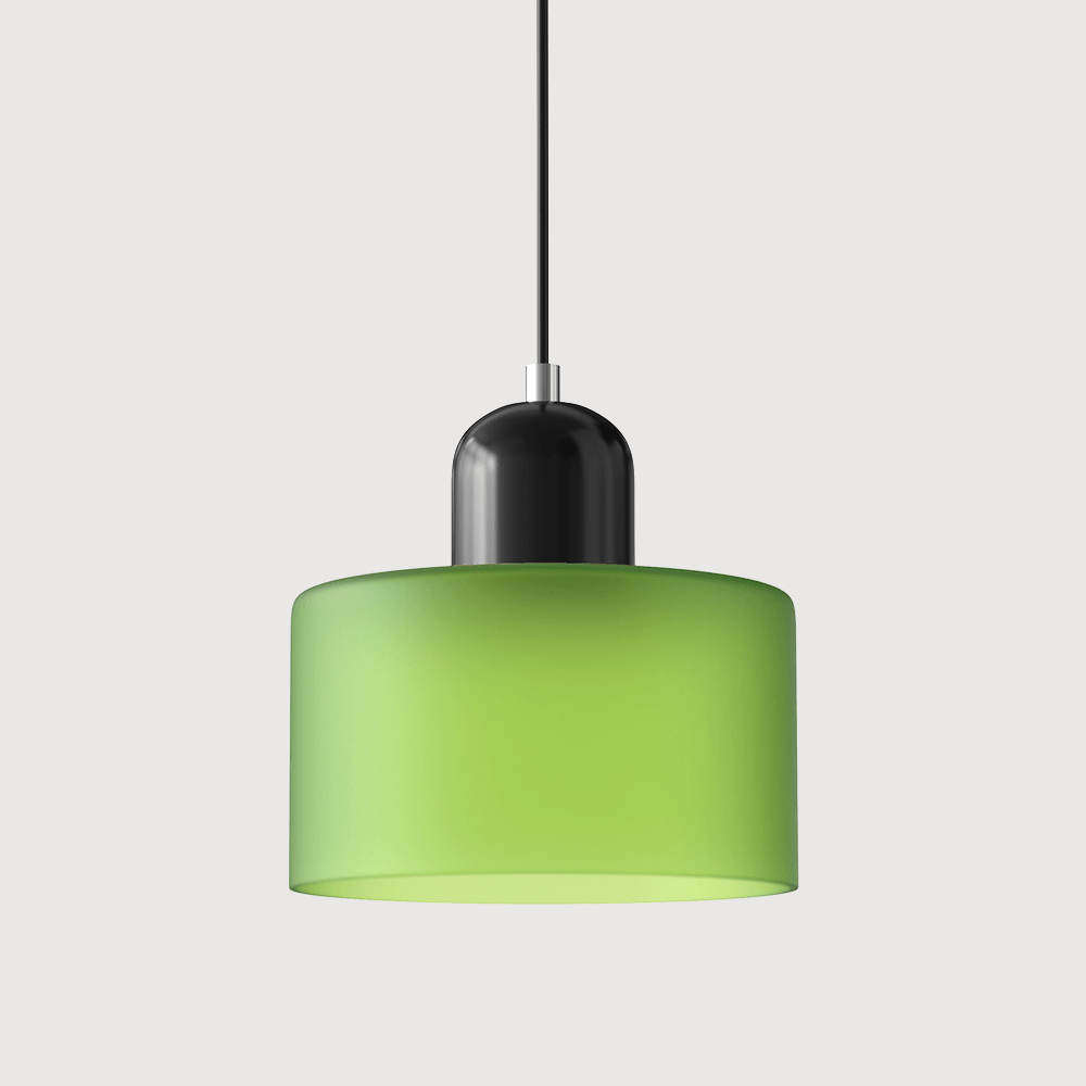 12-Inch Cylinder-Shaped Glass Shade With Pendant Lamp Fixture