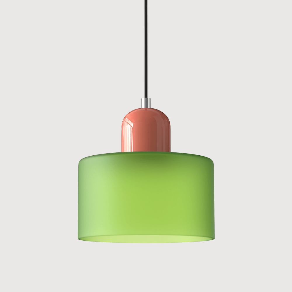 12-Inch Cylinder-Shaped Glass Shade With Pendant Lamp Fixture