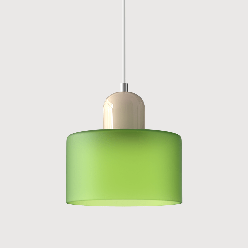 12-Inch Cylinder-Shaped Glass Shade With Pendant Lamp Fixture