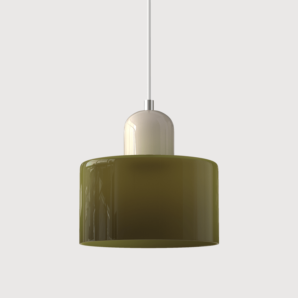 12-Inch Cylinder-Shaped Glass Shade With Pendant Lamp Fixture
