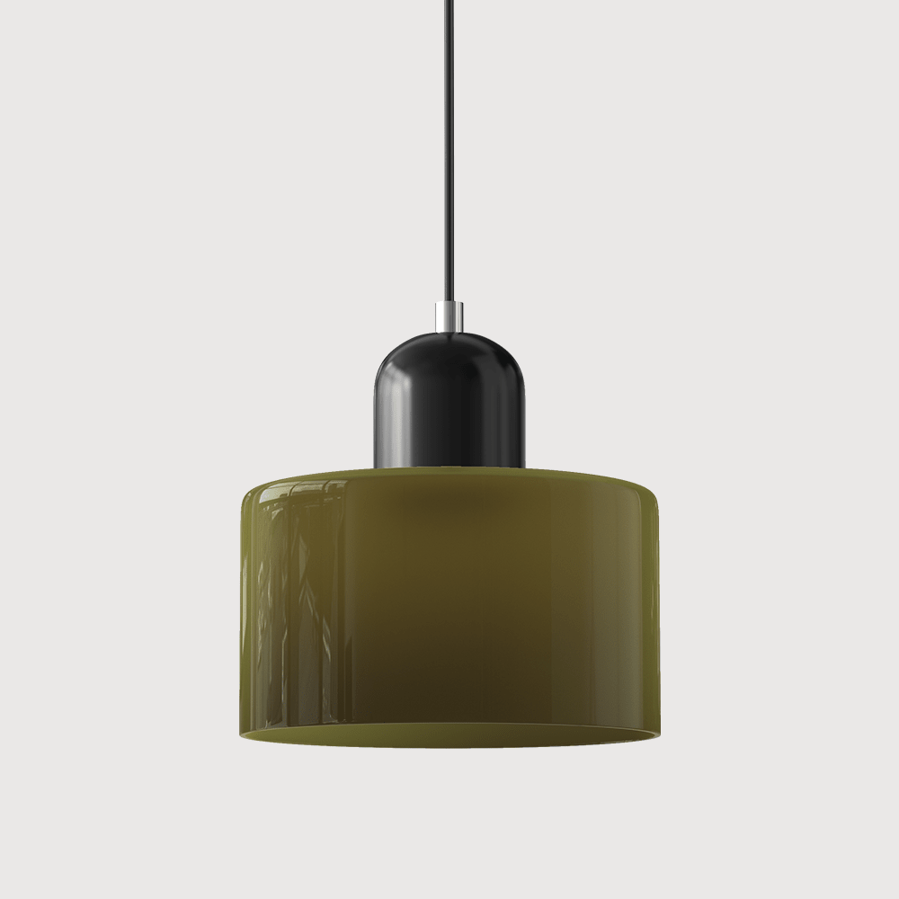 12-Inch Cylinder-Shaped Glass Shade With Pendant Lamp Fixture