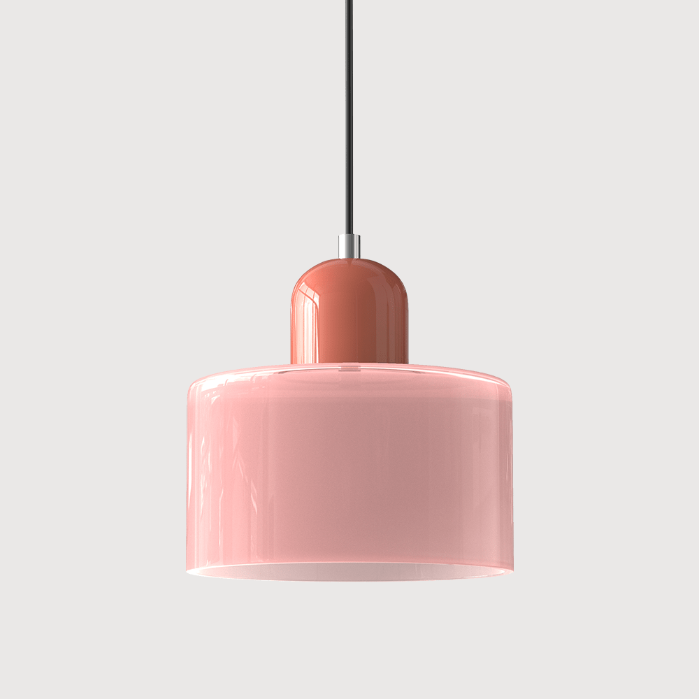 12-Inch Cylinder-Shaped Glass Shade With Pendant Lamp Fixture