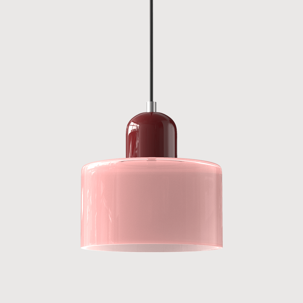 12-Inch Cylinder-Shaped Glass Shade With Pendant Lamp Fixture