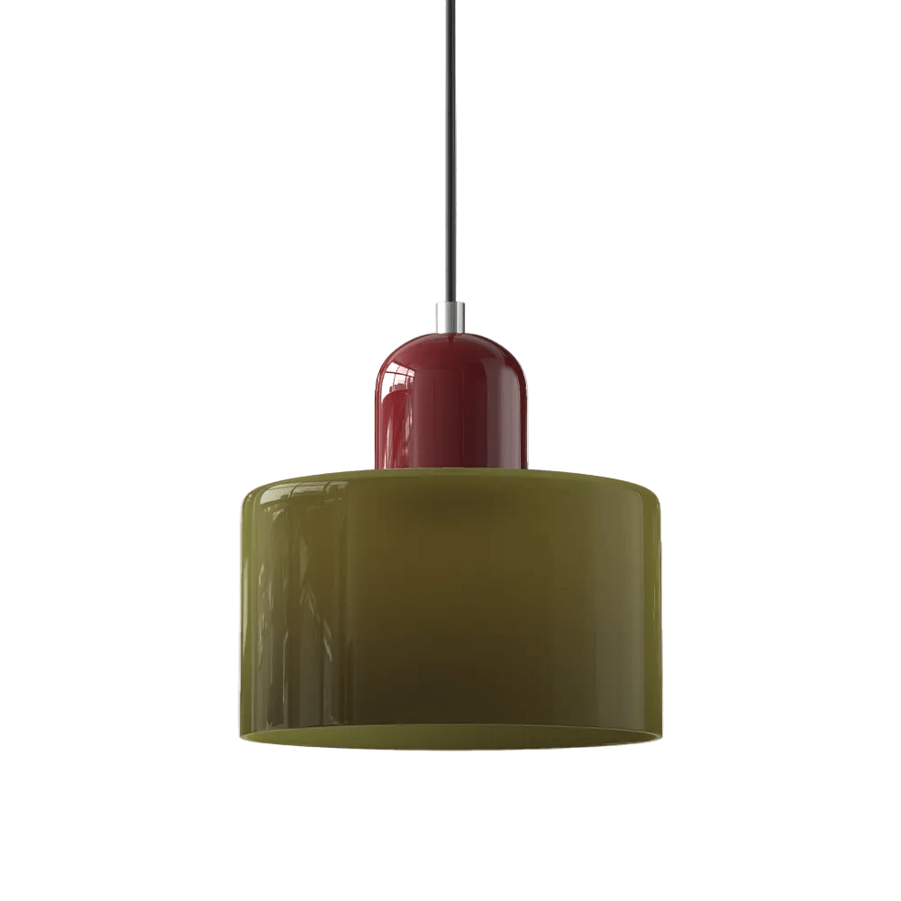 12-Inch Cylinder-Shaped Glass Shade With Pendant Lamp Fixture