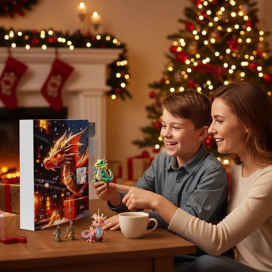 Calendario dell'Avvento DragonRealm con 24 ciondoli da collezione per bambini