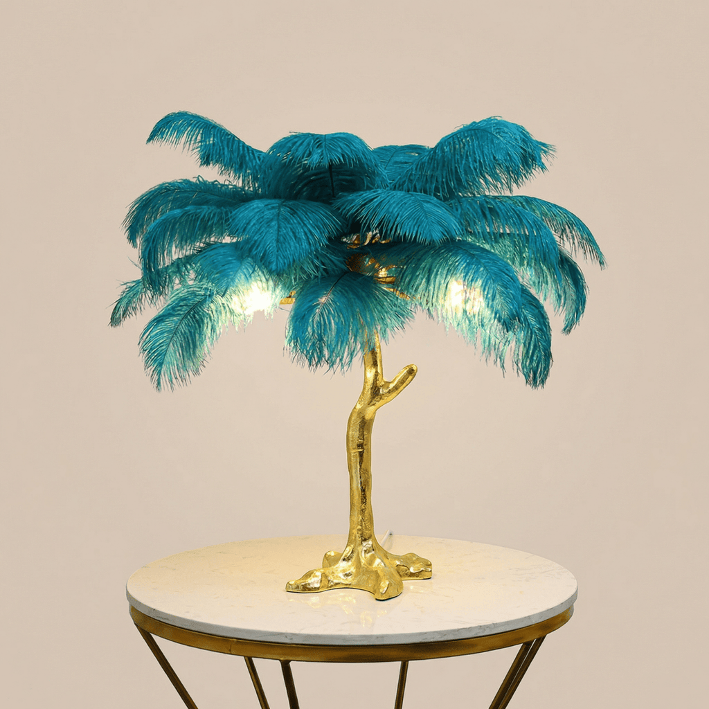 Feather Shade Table Lamp, 18-Inch Tall, Nordic Style Lamp