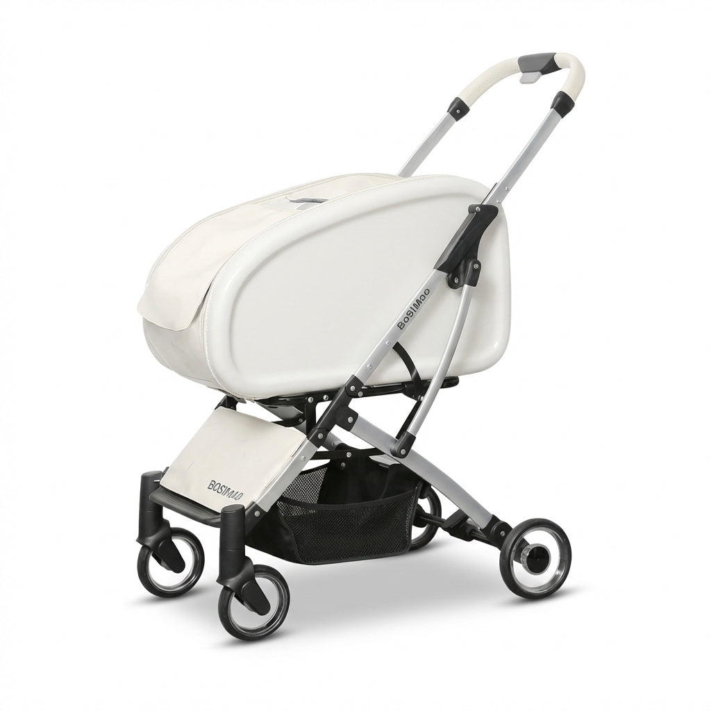 Foldable Pet Stroller With Detachable Clear Carrier