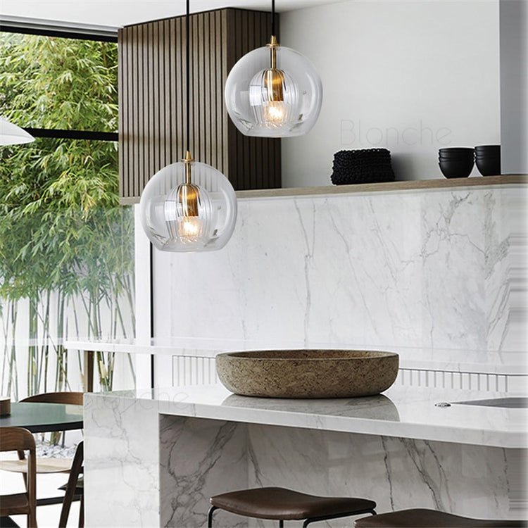 12-Inch Pendant Light With Dual Glass Globe Fixture