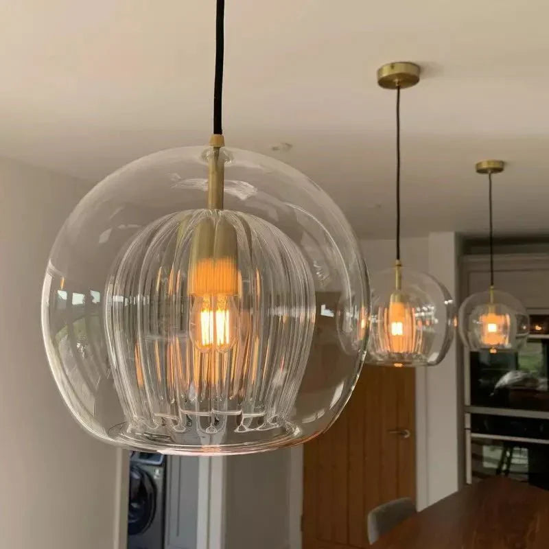 12-Inch Pendant Light With Dual Glass Globe Fixture