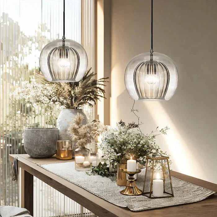 12-Inch Pendant Light With Dual Glass Globe Fixture