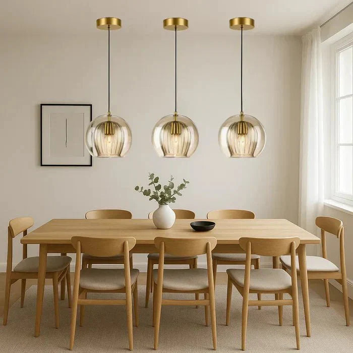 12-Inch Pendant Light With Dual Glass Globe Fixture
