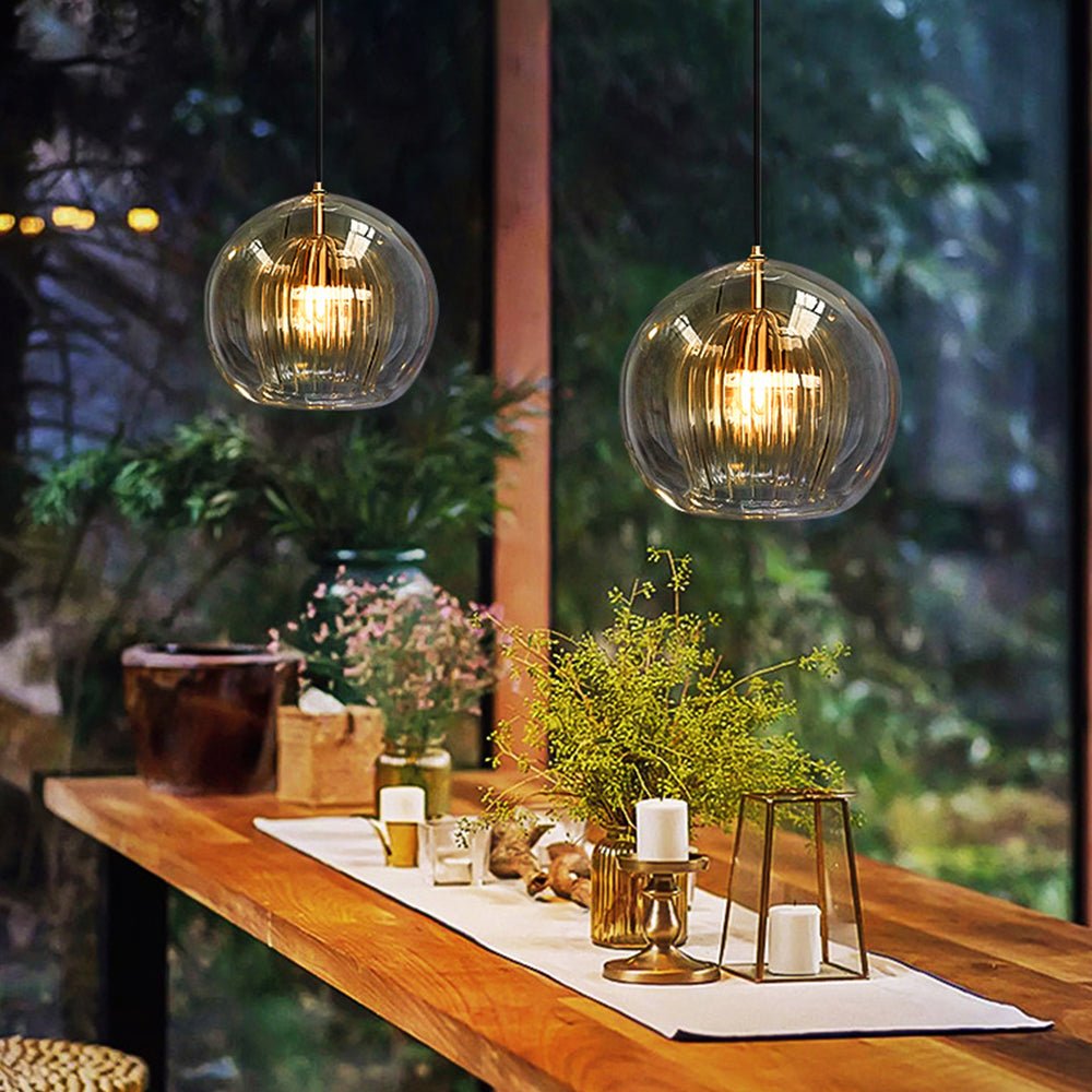 12-Inch Pendant Light With Dual Glass Globe Fixture