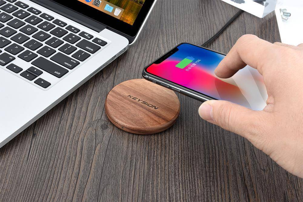 VerdantCharge Qi Fast Charger In Bamboo With Overheat Protection For Minimalists