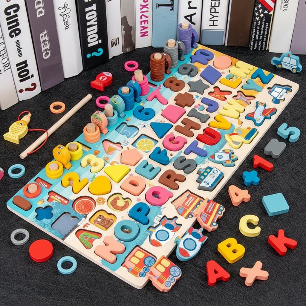 BrightPath Montessori Puzzlebrett zum Zählen und Farbzuordnen für Vorschulkinder