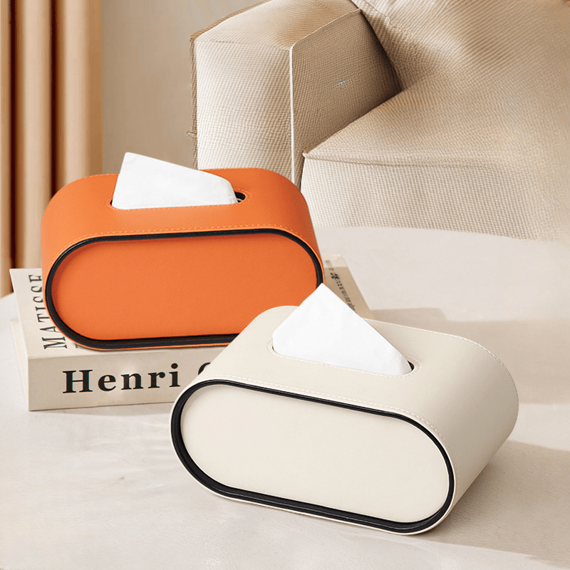 Aster Leather Tissue Box Oval for Modern Interiors Elegant and Functional