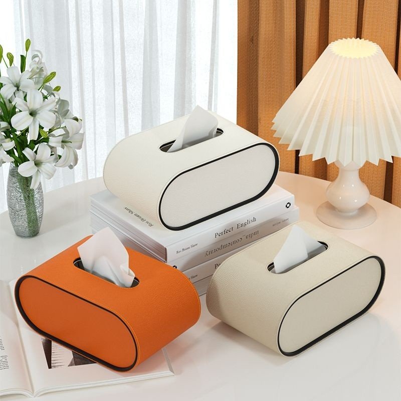 Aster Leather Tissue Box Oval for Modern Interiors Elegant and Functional