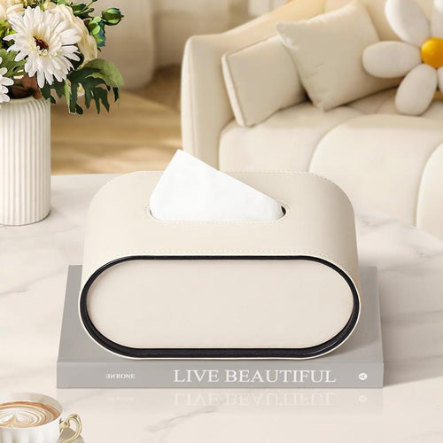 Aster Læder Tissue Box Oval til Moderne Interiører Elegant og Funktionel