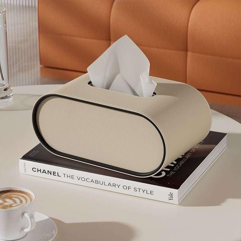 Aster Leather Tissue Box Oval for Modern Interiors Elegant and Functional