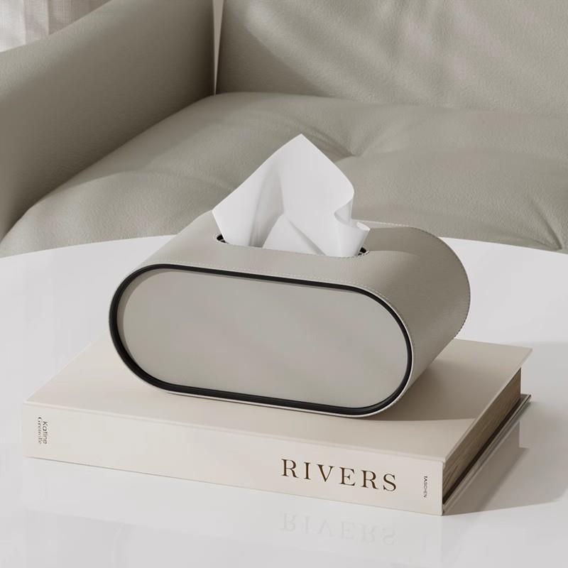Aster Leather Tissue Box Oval for Modern Interiors Elegant and Functional