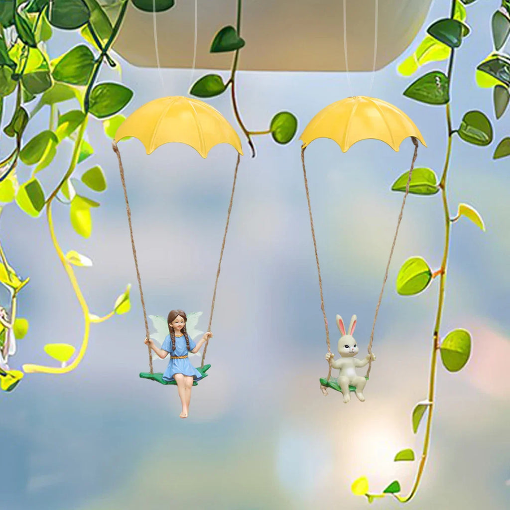 Fairy Garden Parachute Fairy And Rabbit Hanging Ornaments For Easter