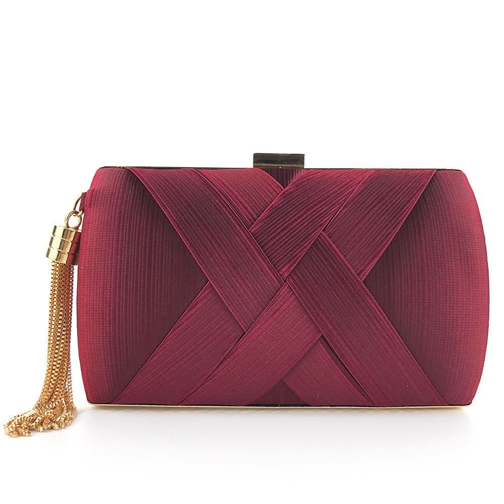 Aurelia Satin Abend-Clutch für Hochzeiten Luxuriöse Quasten-Handtasche