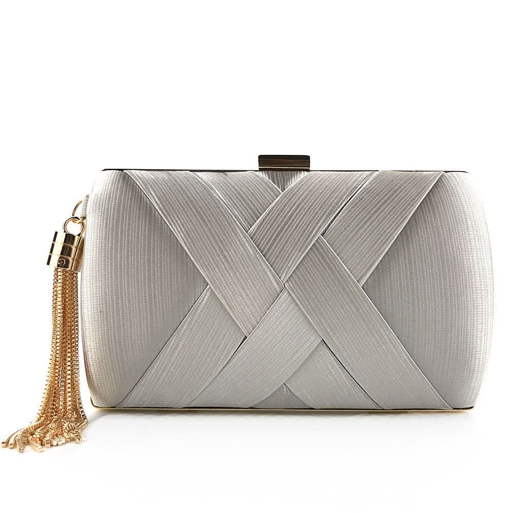 Aurelia Satin Abend-Clutch für Hochzeiten Luxuriöse Quasten-Handtasche
