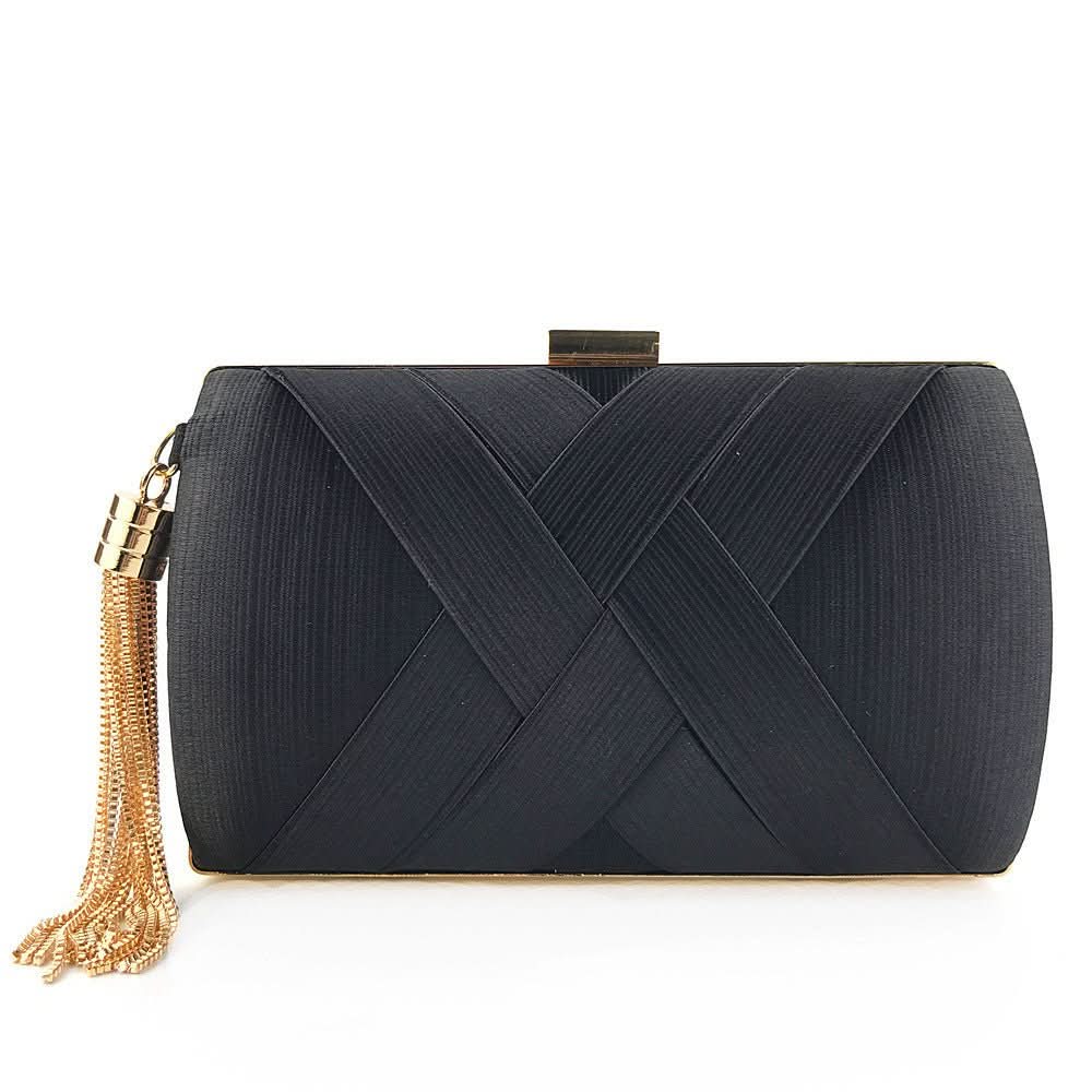 Aurelia Satin Abend-Clutch für Hochzeiten Luxuriöse Quasten-Handtasche